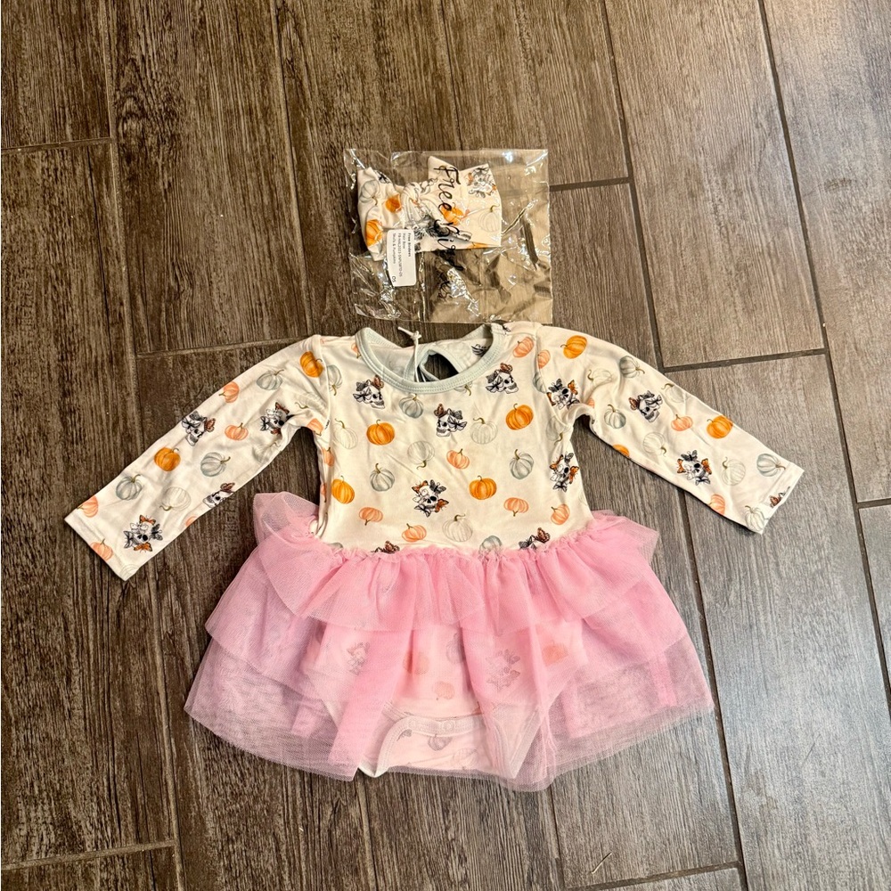 NWT size 12-18 month pumpkin skull tutu dress 🌈